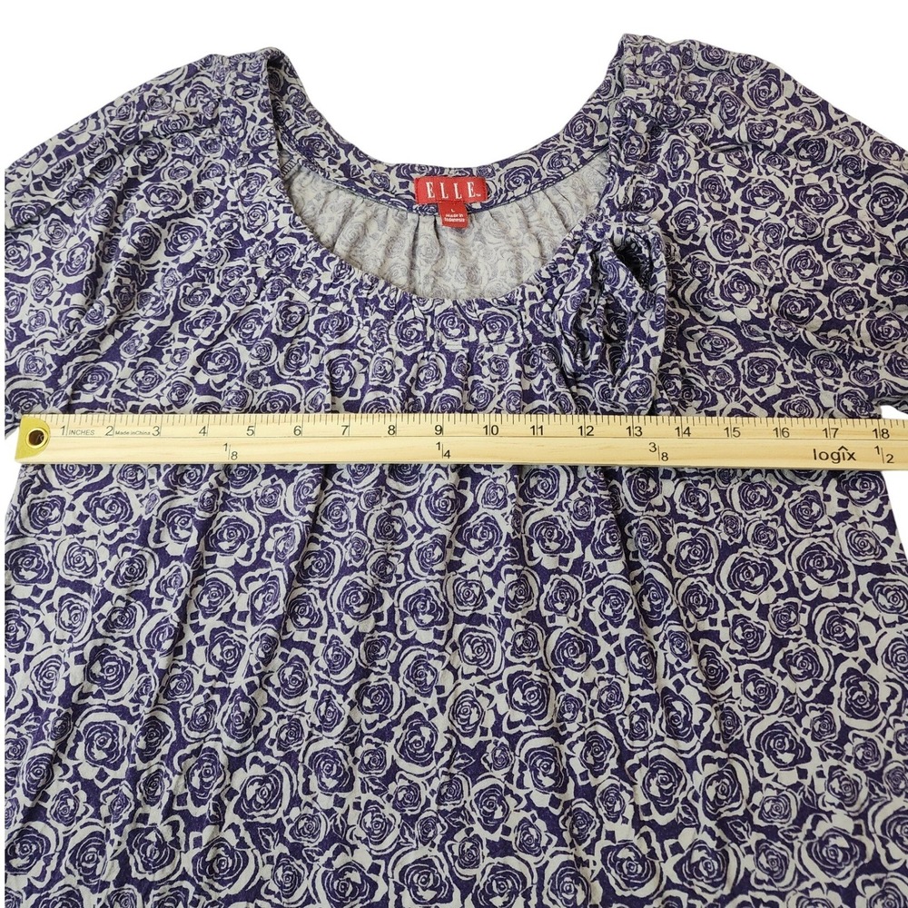 Elle Floral Short Sleeve Top L Purple Femme Romantic Cottagecore Boho Pastel - Picture 6 of 10